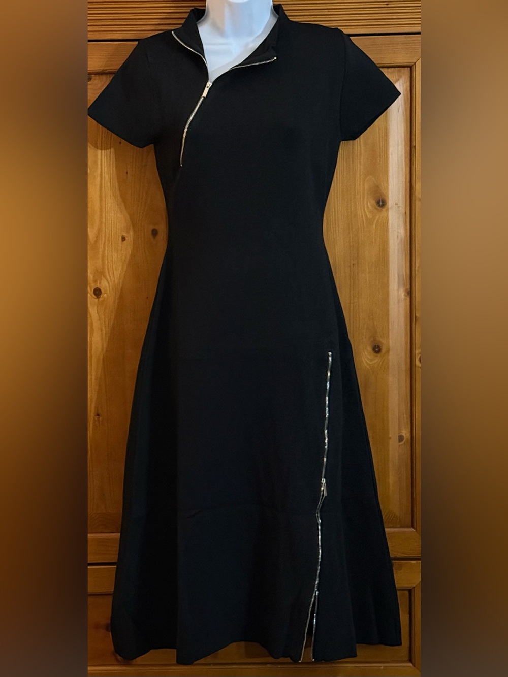 Black A-Line Dress with Zip Detail - Women NWT